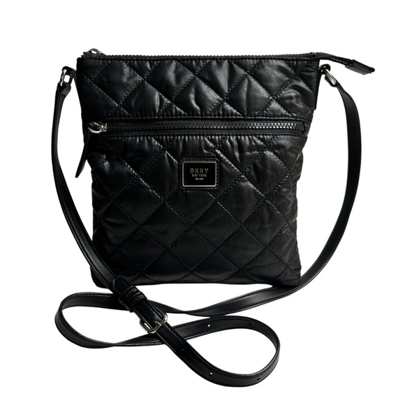 DKNY New York Maya Quilted Nylon Adjustable Crossbody Bag Black - Picture 1 of 10